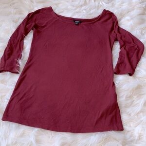 Guess Scoop Neck 3/4 Sleeve Ribbed Tee Size XS